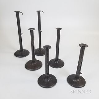 Six Tall Iron Hogscraper Candlesticks