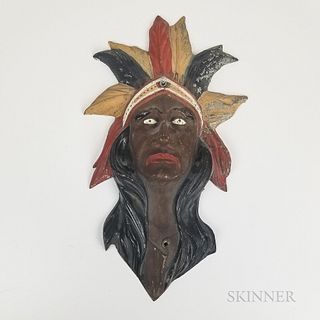 Painted and Cast Metal Native American Plaque