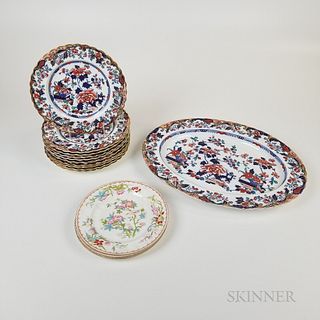 Copeland Imari-palette Platter and Ten Plates and Three Minton Plates