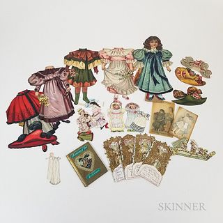 Collection of Lithographed Paper Dolls and Victorian Ephemera.