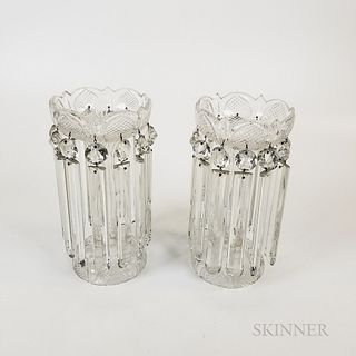 Pair of Anglo-Irish Colorless Cut Glass Lustres