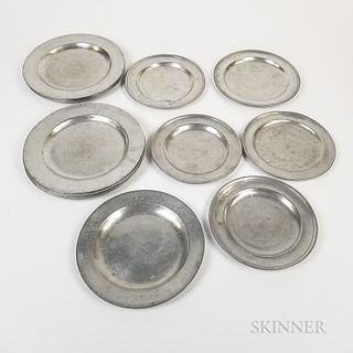 Seventeen American and English Pewter Dishes