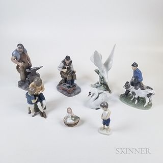 Three Royal Copenhagen and Four Bing & Grondahl Ceramic Figures
