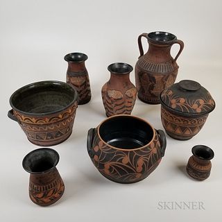 Eight Berkshire Pottery Terra-cotta Vessels