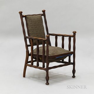 Country Turned and Stained Maple Armchair