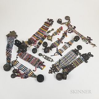 Thirteen Beaded and Turned Wood and Metal Necklaces