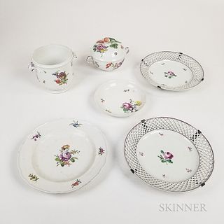 Six Pieces of Royal Vienna Floral-decorated Porcelain Tableware.