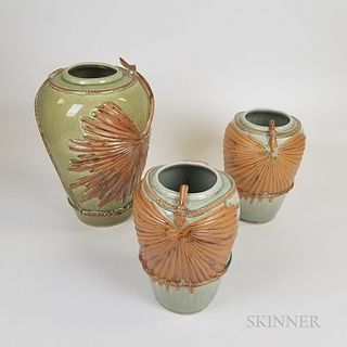 Three Glazed Pottery Vases
