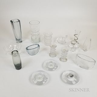 Sixteen Pieces of Colorless Art Glass