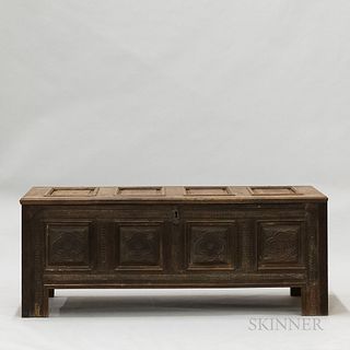 Continental Paneled and Carved Fruitwood Coffer