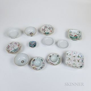 Fourteen Small Chinese Famille Rose Porcelain Vessels