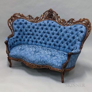 Rococo Revival Carved and Laminated Rosewood Sofa
