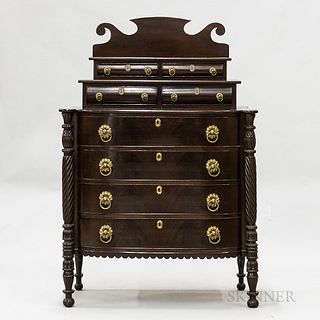 Late Federal Carved Mahogany Bow-front Chest of Drawers