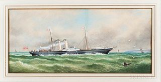 American School, Late 19th Century    A British Steamship off the Coast