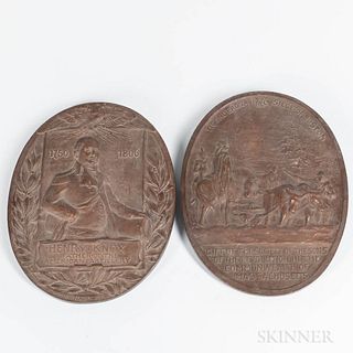 Two Oval Bronze Henry Knox Plaques