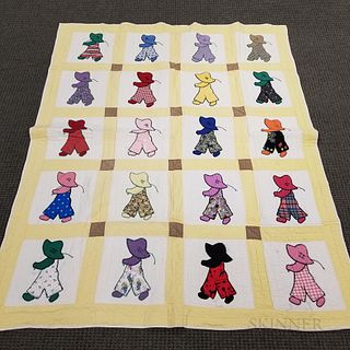 Three Modern Pieced and Appliqued Cotton Quilts