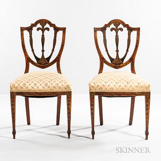 Pair of George III-style Polychrome Painted Mahogany Side Chairs