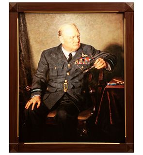Reproducción de la obra de Douglas Chandor "Winston Churchill". Impresión digital sobre soporte rígido. Enmarcado.