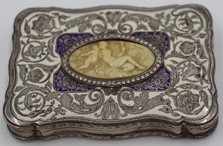 SILVER. Continental .800 Silver and Enamel Box.