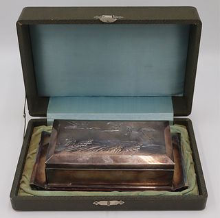 SILVER. Japanese Silver Box on Stand.