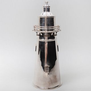 English Silver Plate Lighthouse Cocktail Shaker