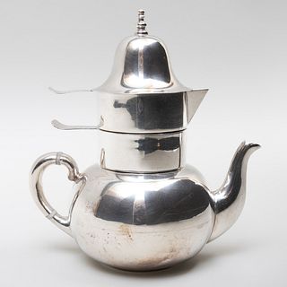 Taxco Mexican Silver Teapot with Stacking Cream and Sugar Vessels