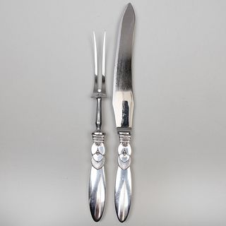 Georg Jensen Silver Carving Set in the 'Cactus' Pattern