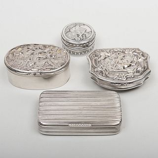 Swedish Silver Snuff Box and Three Continental Silver Snuff Boxes