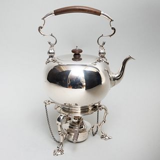George V Silver Hot Water Kettle on Stand