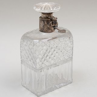 British Silver-Mounted Cut Glass Tantalus Decanter