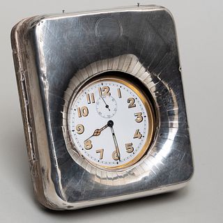 English Silver Travel Clock