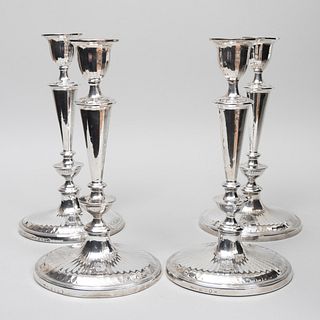 Set of Four George III Weighted Silver Table Candlesticks