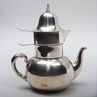 Taxco Mexican Silver Teapot with Stacking Cream and Sugar Vessels