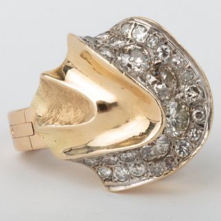 14k Gold and Diamond Wave Ring