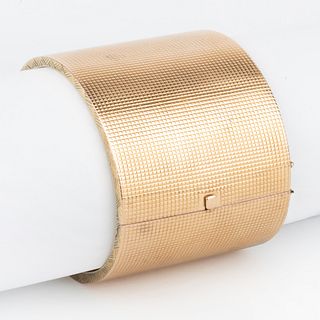 14k Gold Wide Bangle Bracelet