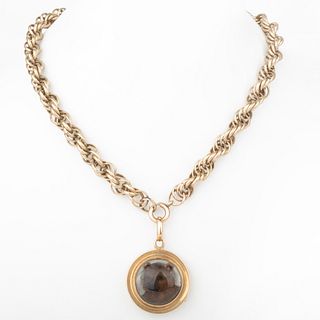 Gold Filled Rope Chain, with 14k Gold Locket Pendant