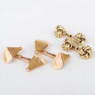 Two Pairs of 14k Gold Cufflinks