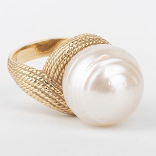 14k Gold and South Sea Pearl Ring