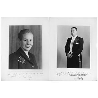 UNIDENTIFIED PHOTOGRAPHER, Eva and Juan Domingo Perón, Unsigned, Vintage prints, 16.5 x 12.5" (42 x 32 cm) each, Pieces: 2