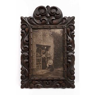 HUGO BREHME, Hombre y mujer en trajes folclóricos, Unsigned, Albumin, 18.8 x 12.2" (48 x 31 cm) with frame
