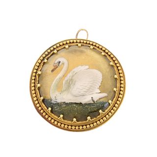 Antique Glass and 14K Pendant
