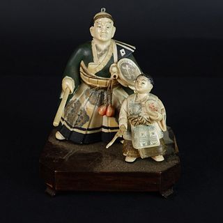 Antique Japanese Painted Samurai Figures