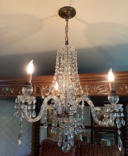 Attributed To Baccarat  Antique Glass Chandelier