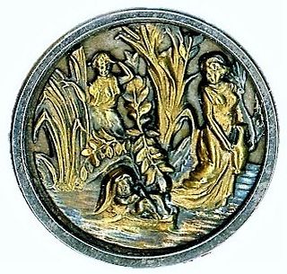 I DIV. 1 STEEL CUP BUTTON OF "MOSES IN THE BULLRUSHES"