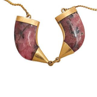 Rhodonite, 18k, 14k Yellow Gold Necklace