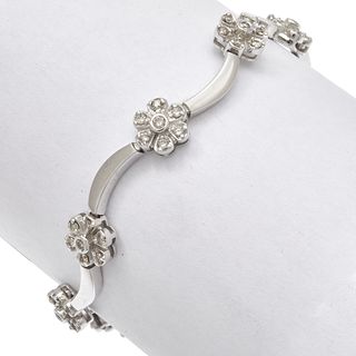 Diamond, 14k White Gold Flower Bracelet