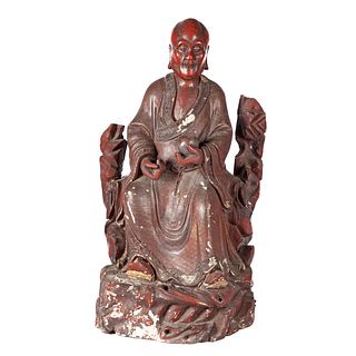 Large Lacquered Luohan Figure, 19th Century