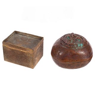 Two Small Bronze Boxes, Qing Dynasty 