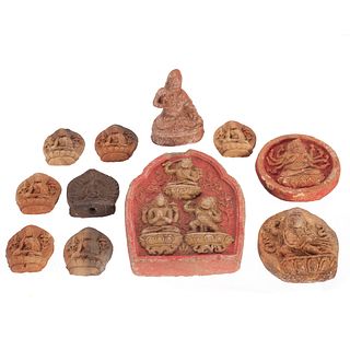 Group of Tibetan Buddhist Clay Ornaments, Qing Dynasty