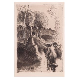 Camille Pissarro, Cowherd, At Water's Edge